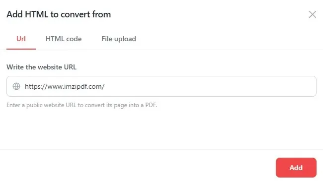 Add Website URL