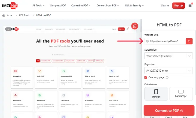 Website URL field